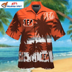Cincinnati Bengals Aloha Shirt With Palm Trees And Stripes