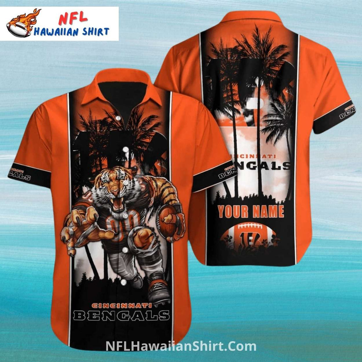 Cincinnati Bengals Aloha Shirt With Palm Trees And Tiger
