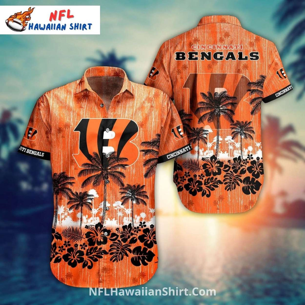 Cincinnati Bengals Aloha Shirt With Palm Trees Sunset