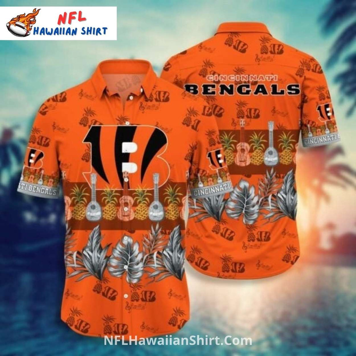 Cincinnati Bengals Aloha Shirt With Pineapple And Ukulele