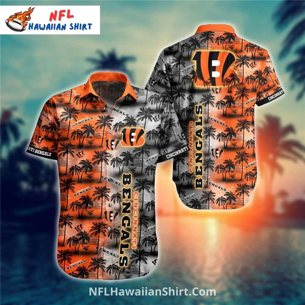 Cincinnati Bengals Aloha Shirt With Sunset Palm Design