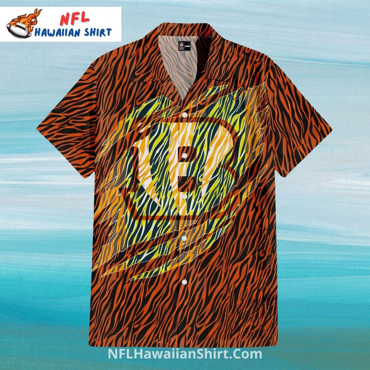 Cincinnati Bengals Aloha Shirt With Tiger Stripe Design