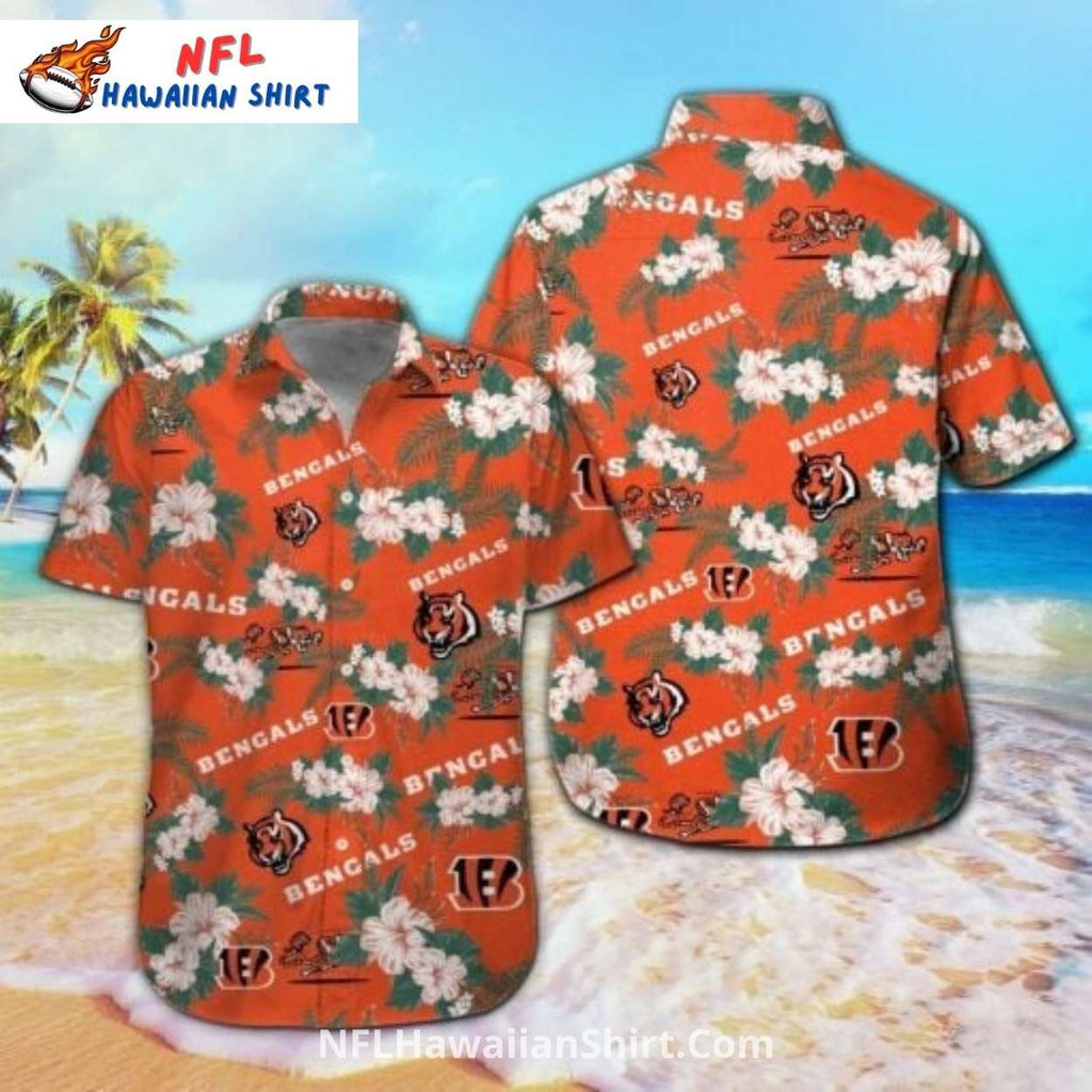 Cincinnati Bengals Aloha Shirt With Tropical Hibiscus Print