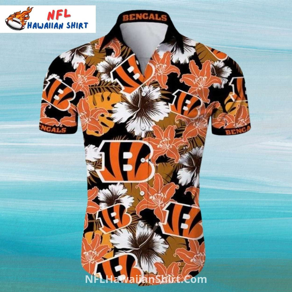 Cincinnati Bengals Hawaiian Shirt With Tropical Flowers