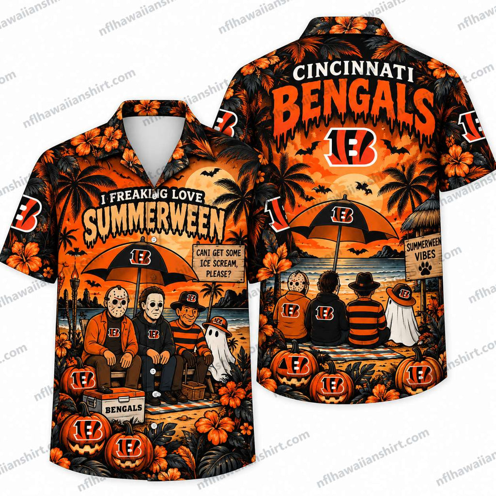 Cincinnati Bengals Horror Icons Summerween Gathering Halloween Hawaiian Shirt
