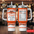 Cincinnati Bengals NFL Nutrition Facts Tumbler Custom Name