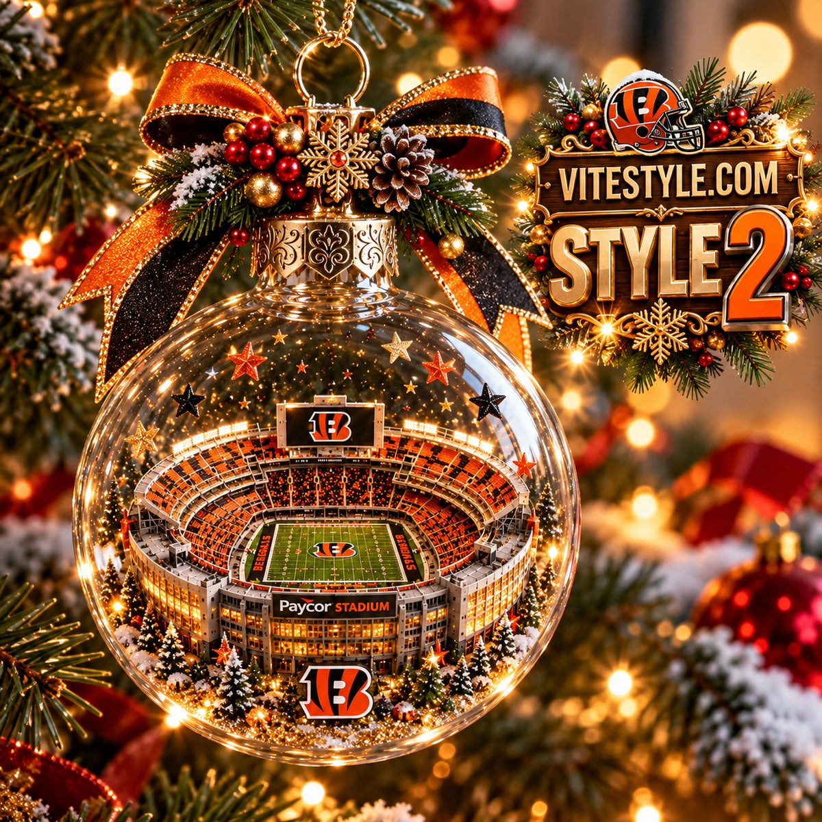 Cincinnati Bengals Paycor Stadium Christmas Ornament