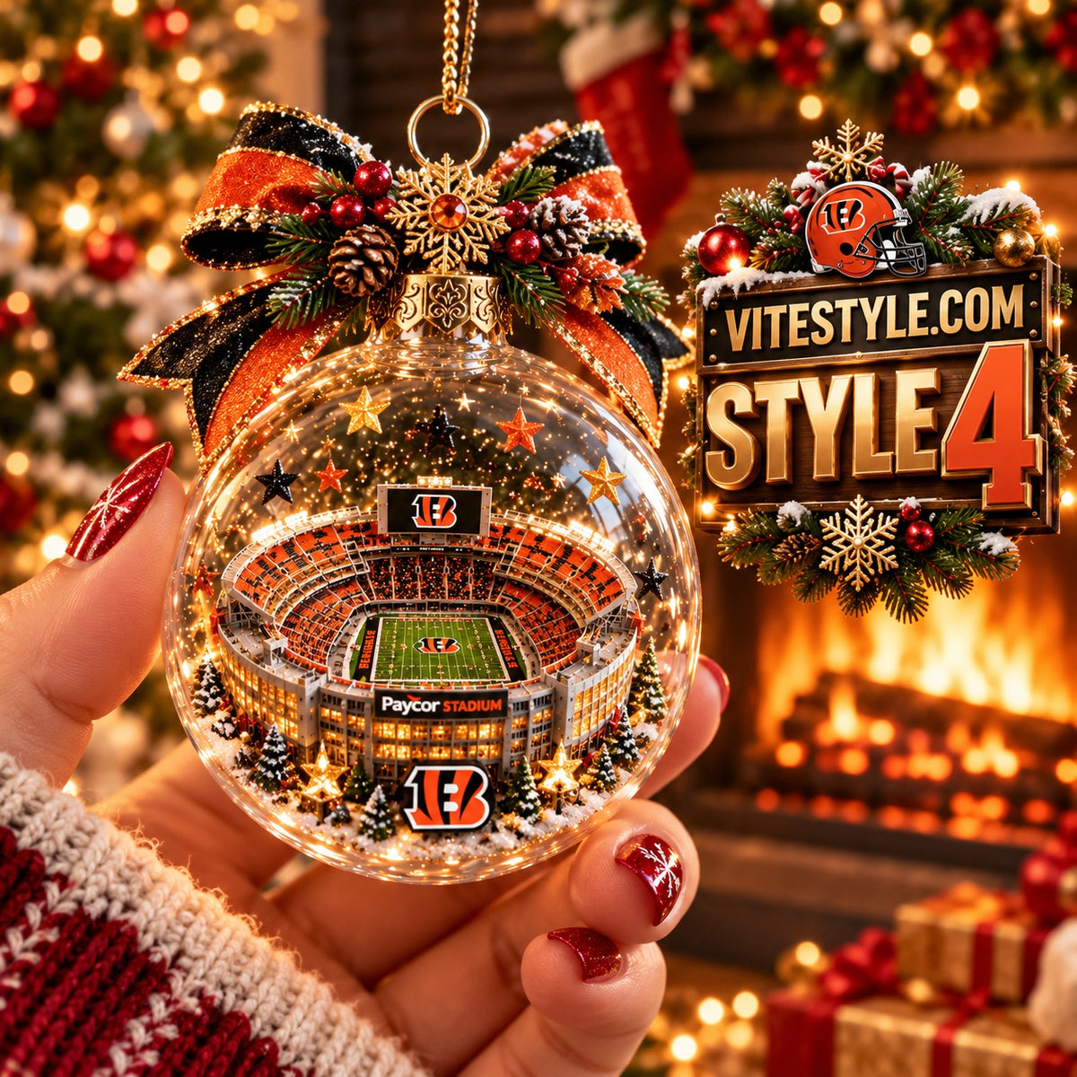 Cincinnati Bengals Paycor Stadium Christmas Ornament
