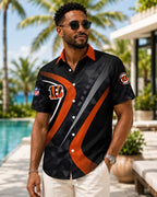 Cincinnati Bengals Tiger Stripe Hawaiian Shirt – Geometric Fan Design