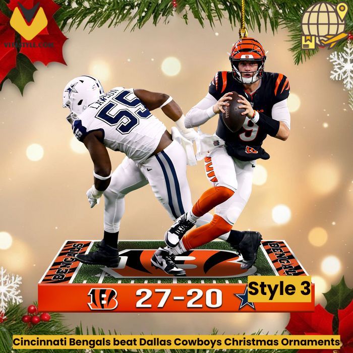 Cincinnati Bengals beat Dallas Cowboys Christmas Ornaments