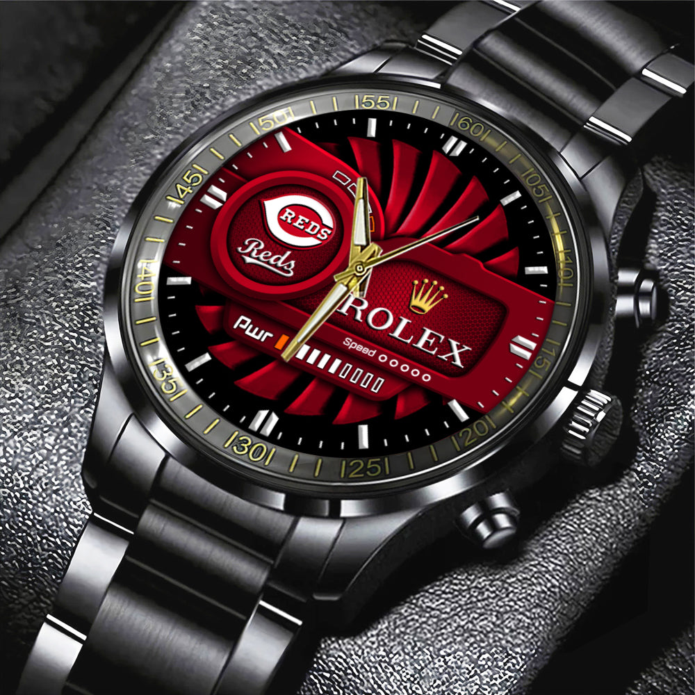 Cincinnati Reds Black Stainless Steel Watch - MAITM13429
