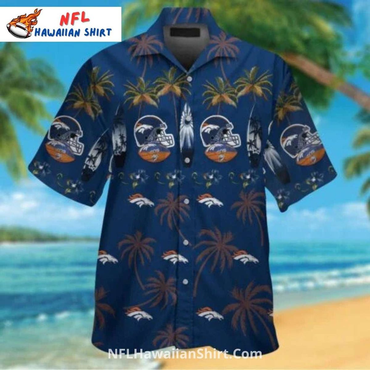 Classic Broncos Hawaiian Shirt Helmets And Palm Tree Print