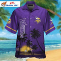 Classic Purple Palm Sunset Minnesota Vikings Aloha Shirt
