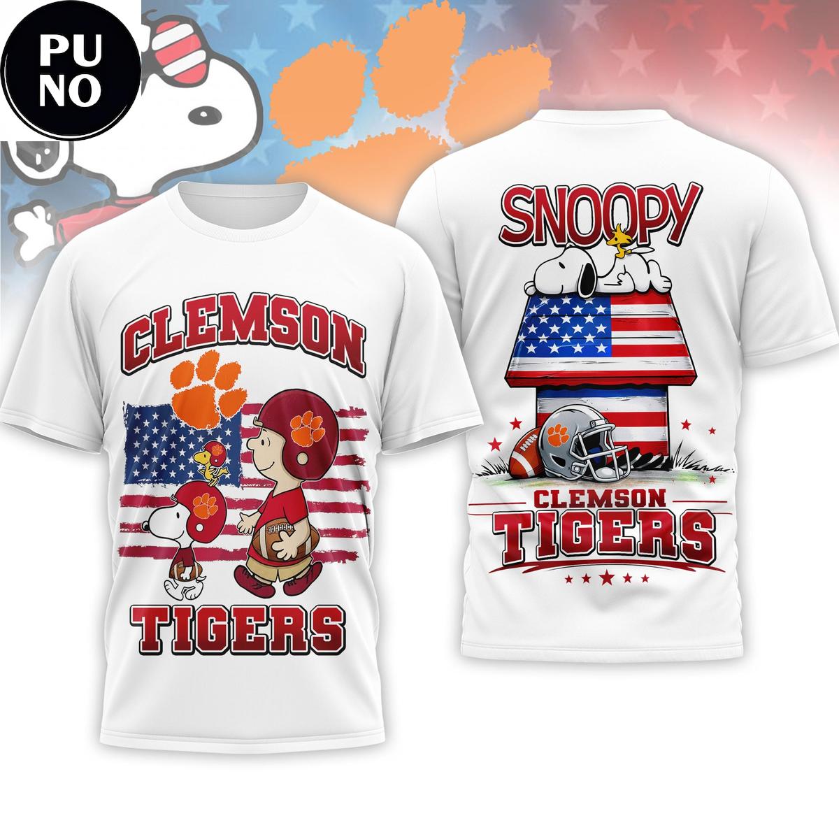 Clemson Tigers x Peanuts & Snoopy America 250th Anniversary 2026 T-Shirt