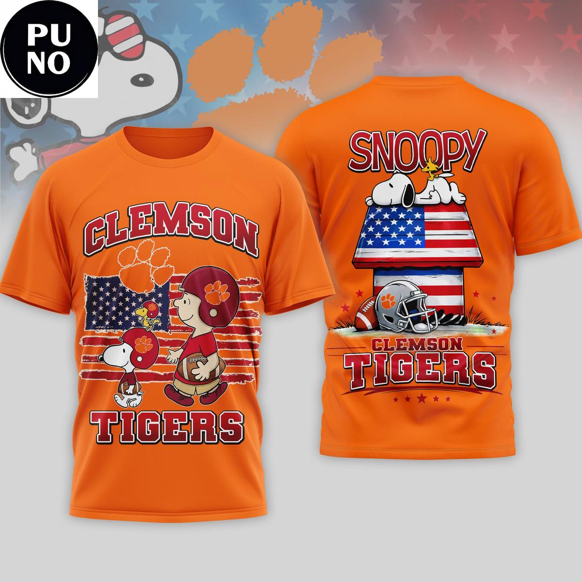 Clemson Tigers x Peanuts & Snoopy America 250th Anniversary 2026 T-Shirt
