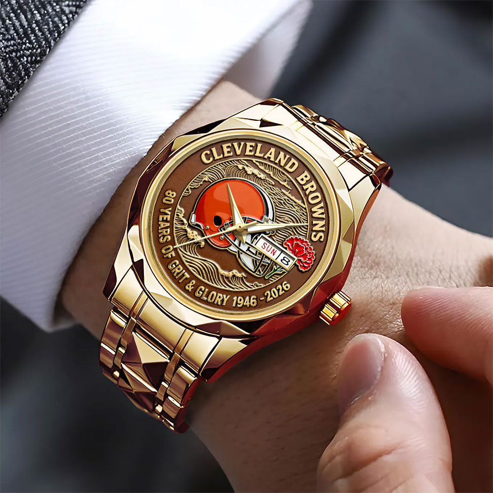 Cleveland Browns 80th Anniversary Alloy Luxury Quartz Watch - MAITM14871