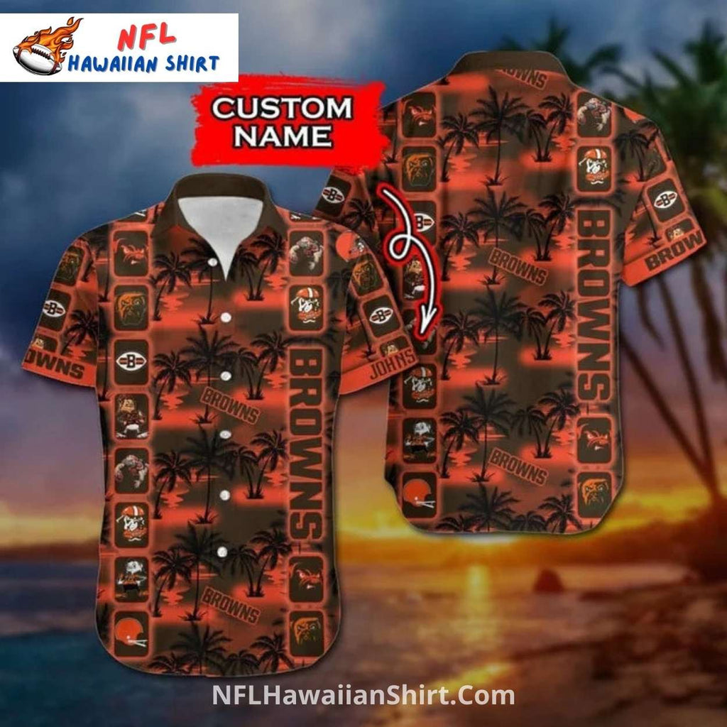 Cleveland Browns Aloha Shirt – Custom Name Sunset Palm Design