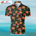 Cleveland Browns Aloha Shirt Dark Floral Tropical Theme