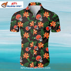 Cleveland Browns Aloha Shirt Dark Floral Tropical Theme