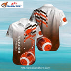 Cleveland Browns Aloha Shirt Football Gradient Flame Design