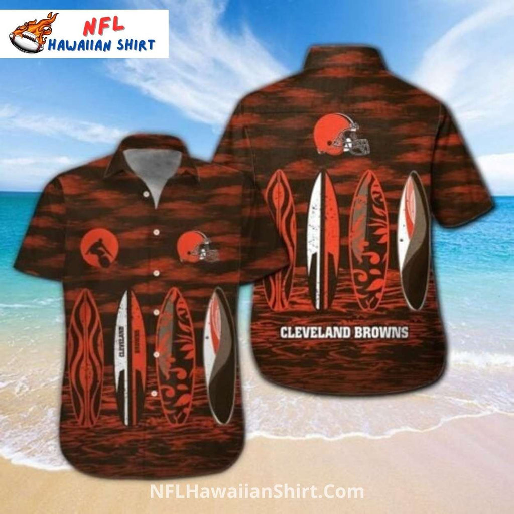 Cleveland Browns Aloha Shirt Surfboard Beach Theme