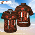 Cleveland Browns Aloha Shirt Surfboard Beach Theme