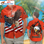 Cleveland Browns Aloha Shirt USA Flag And Eagle Theme