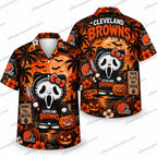 Cleveland Browns Ghostface Hello Kitty Mashup Halloween Hawaiian Shirt