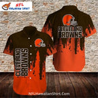 Cleveland Browns Hawaiian Shirt, Grunge Drip Paint Logo Aloha Shirt