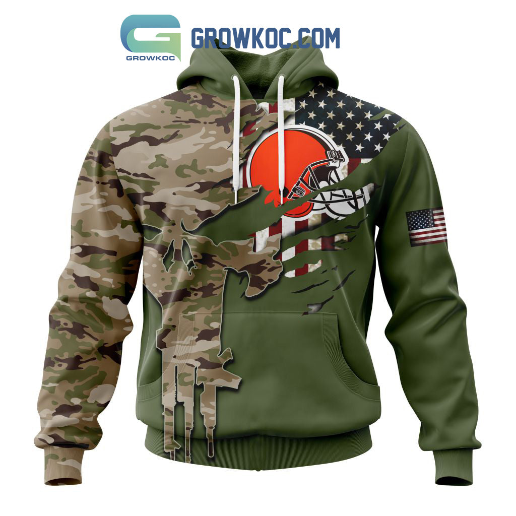 Cleveland Browns Personalized Veterans Camo Hoodie Shirt
