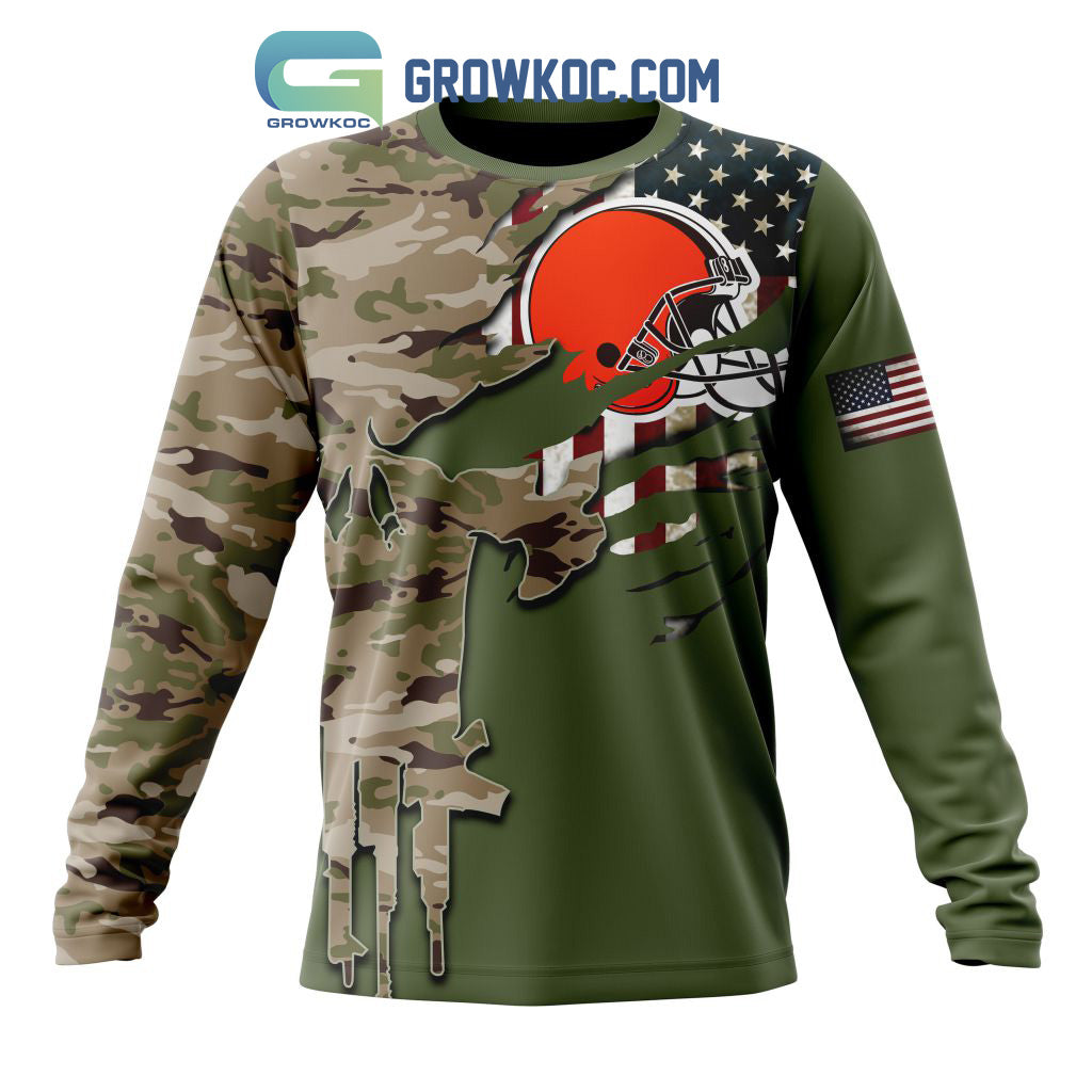 Cleveland Browns Personalized Veterans Camo Hoodie Shirt