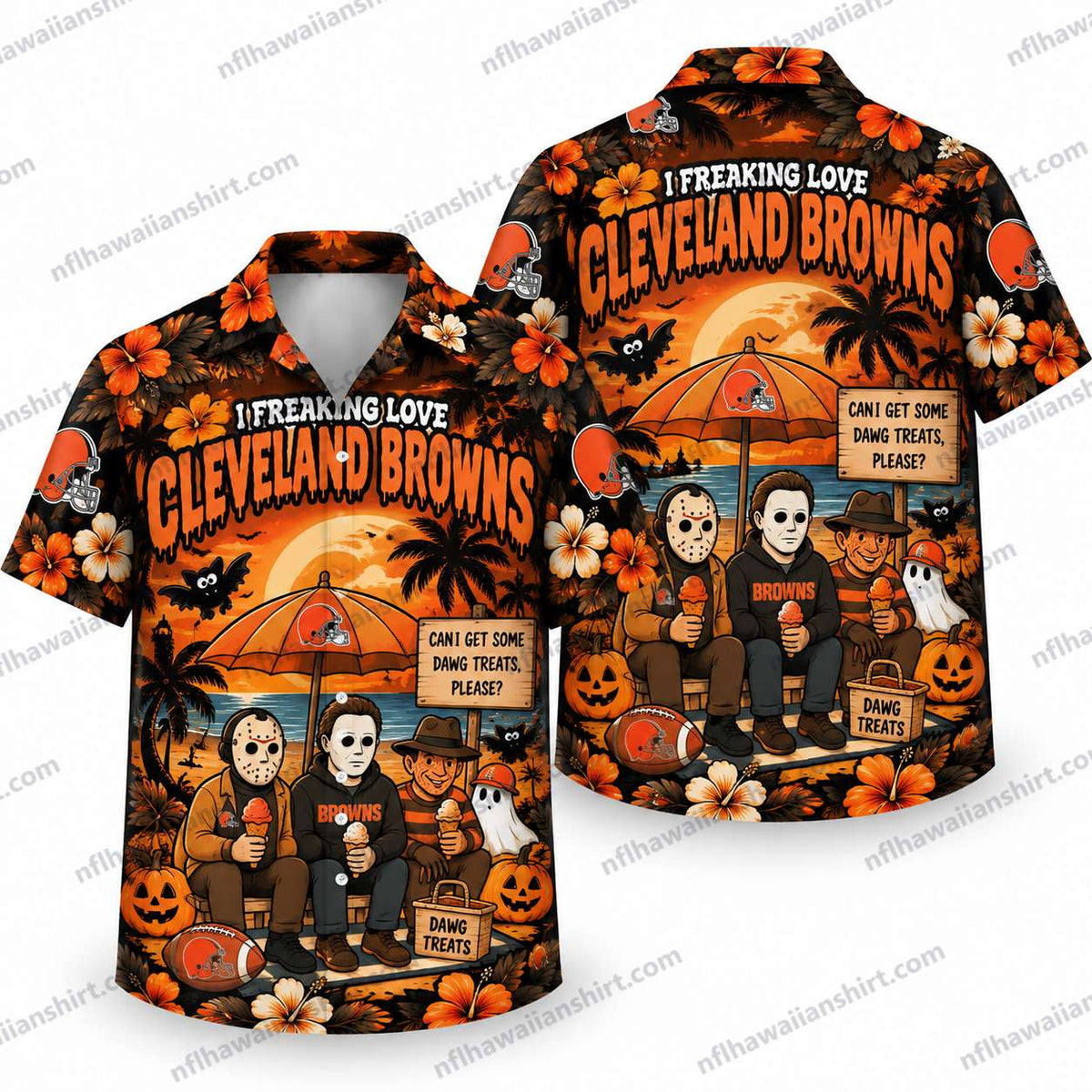 Cleveland Browns Slasher Tailgate Duo Halloween Hawaiian Shirt