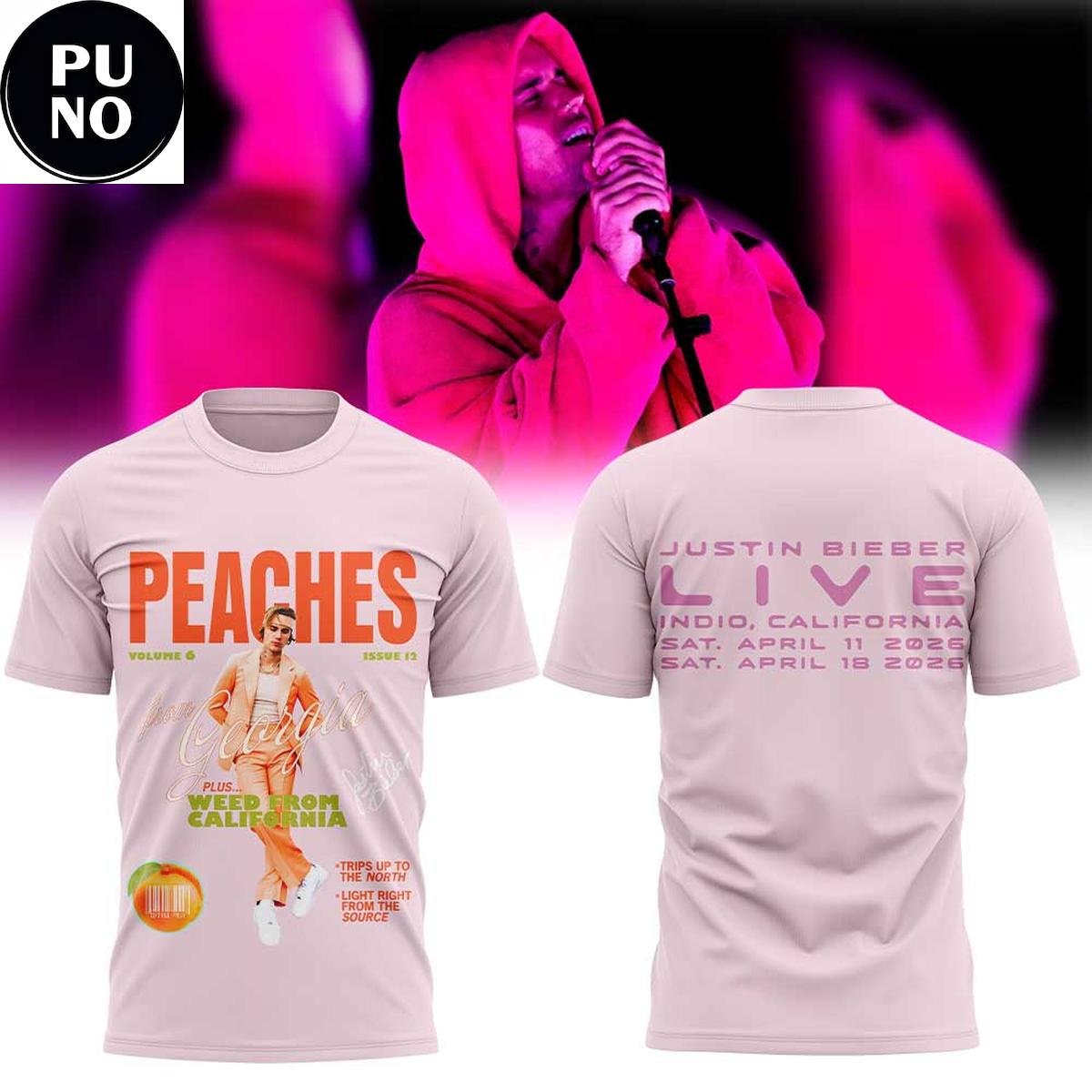 Coachella Justin Bieber Live 2026 Peaches Hoodie T-Shirt