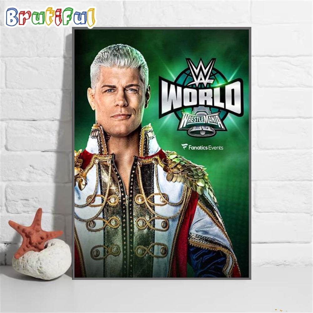 Cody Rhodes WWE World WrestleMania XL Wall Art Poster Canvas