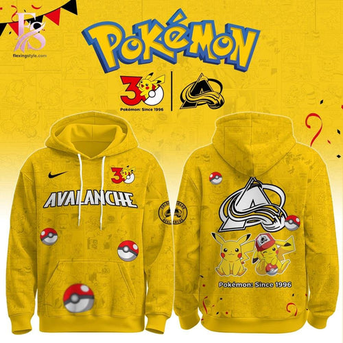 Colorado Avalanche Pokemon 30th Anniversary Hoodie