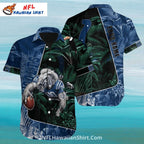 Colts Aloha Shirt Jungle Theme With Charging Horse