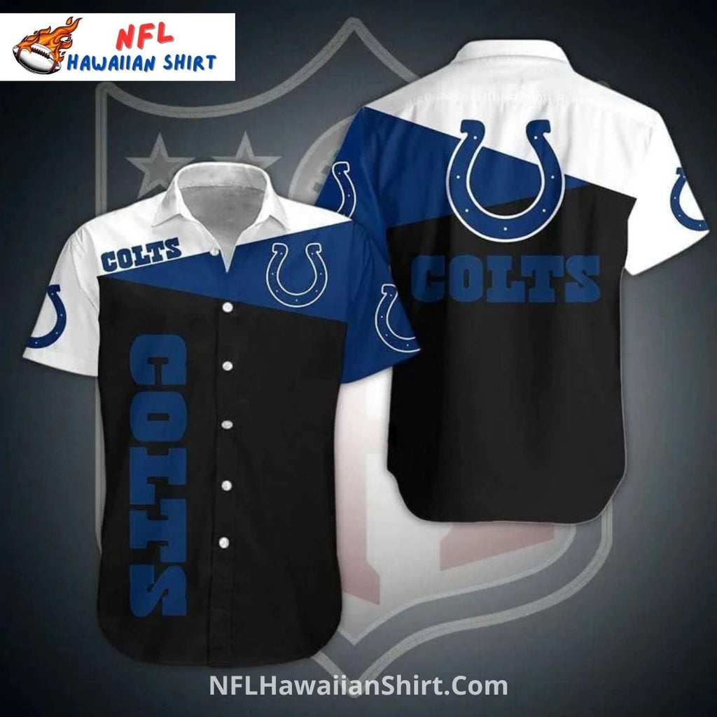 Colts Hawaiian Shirt – Bold Black And White Color Block Design