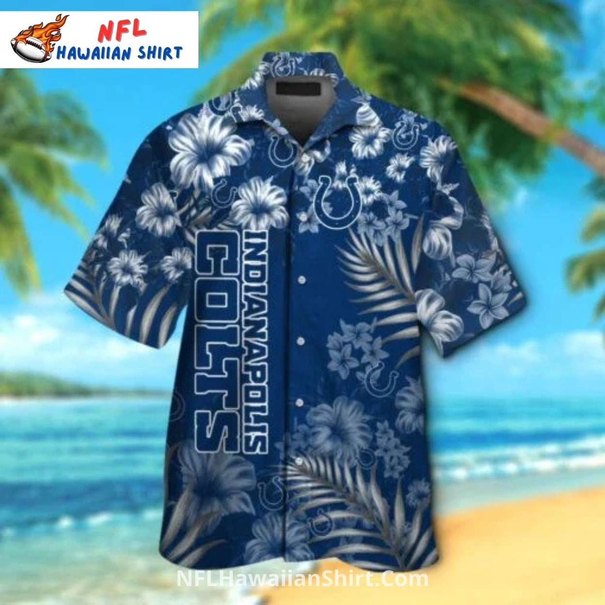 Colts Hawaiian Shirt – Bold Hibiscus And Palm Design