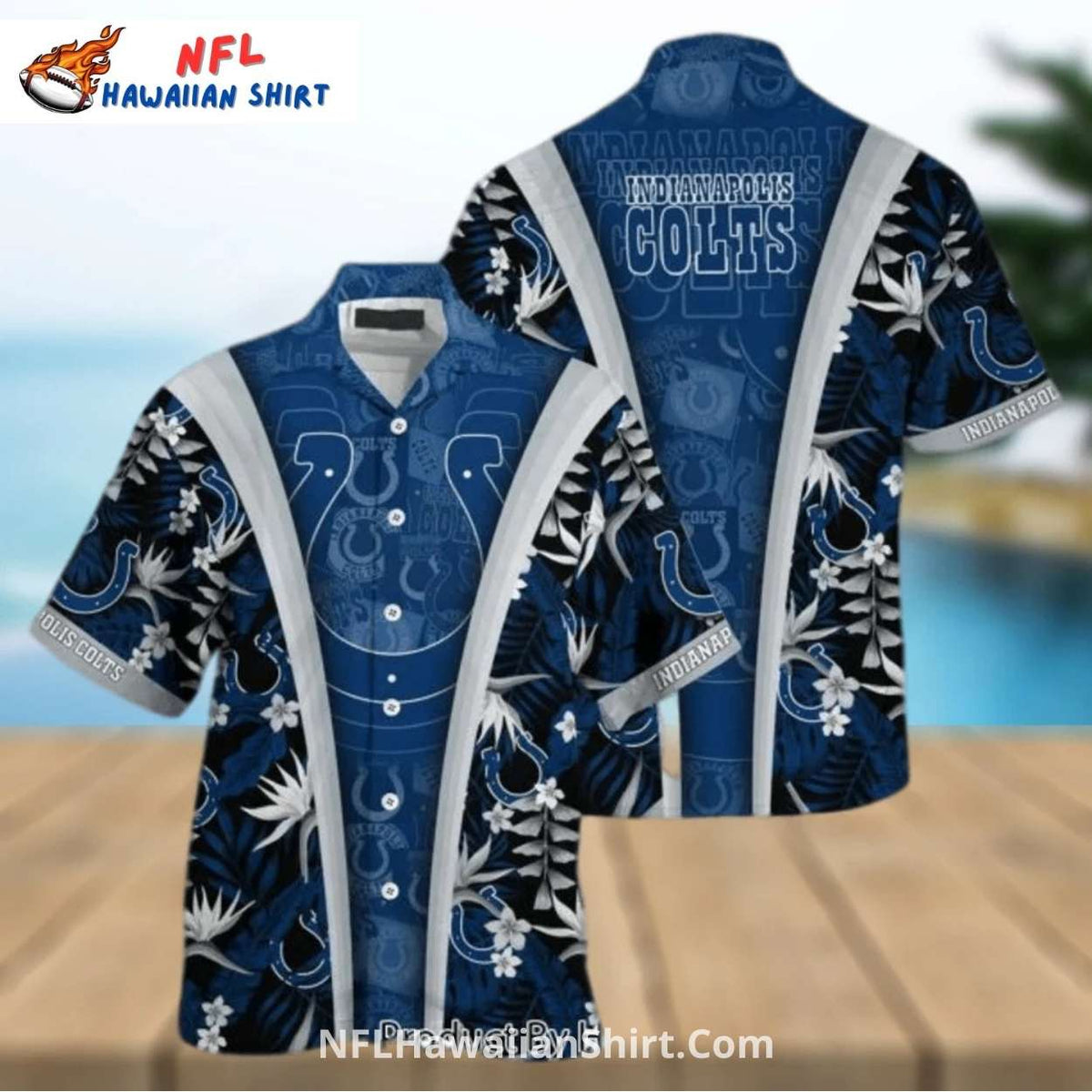 Colts Hawaiian Shirt Classic Floral Stripes Blue Print