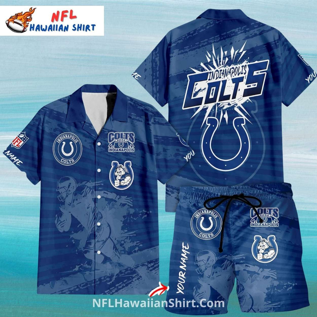 Colts Hawaiian Shirt – Custom Name Football Design