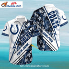 Colts Hawaiian Shirt Floral Stripes Lightning Bolt Theme