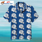 Colts Hawaiian Shirt Football Helmet Grid Pattern Blue