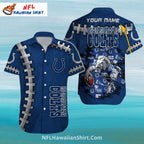 Colts Hawaiian Shirt Football Stitch Pattern Dark Blue