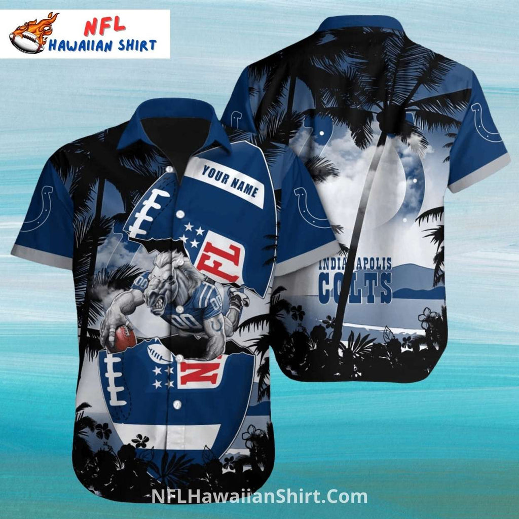 Colts Hawaiian Shirt – Nighttime Palm Trees And NFL Graphic