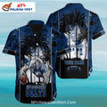 Colts Hawaiian Shirt Palm Trees Dark Night Football Theme