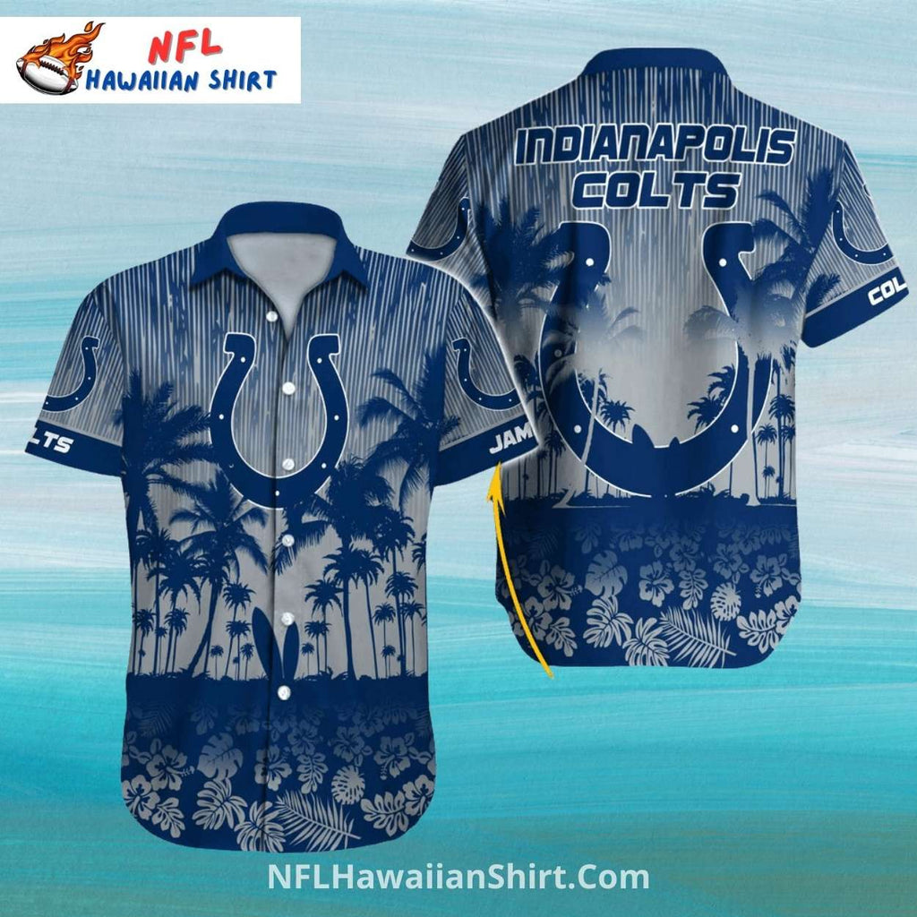 Colts Hawaiian Shirt Palm Trees Night Sky Horseshoe Logo