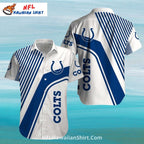 Colts Hawaiian Shirt – Red Hibiscus And Tropical Wave Design