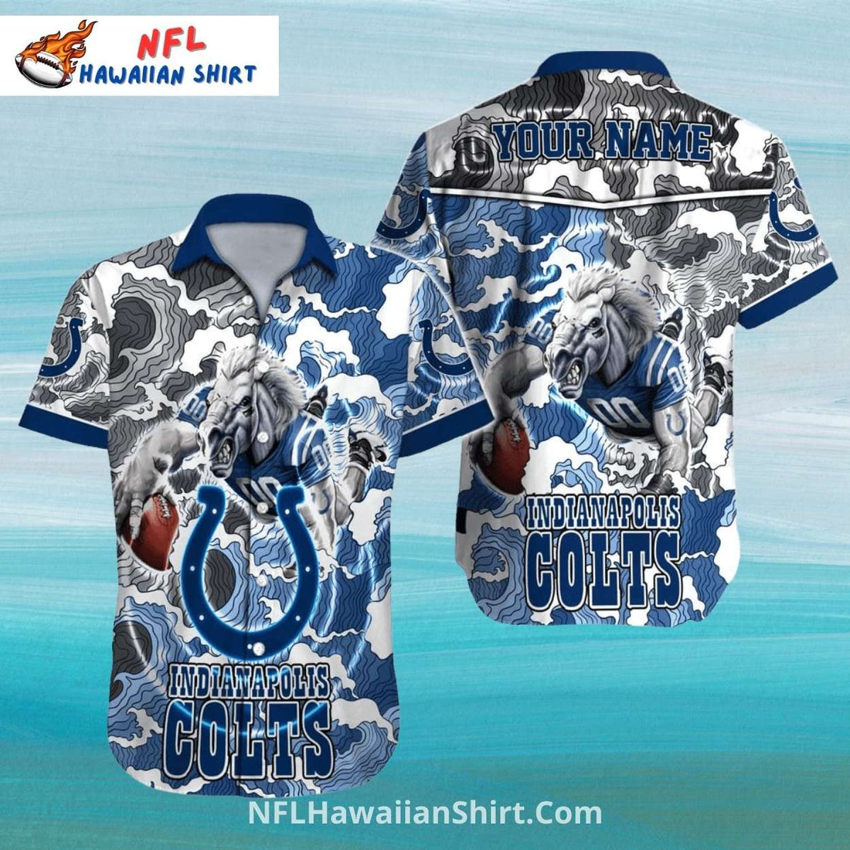 Colts Hawaiian Shirt Stormy Cloud Battle Horse Design