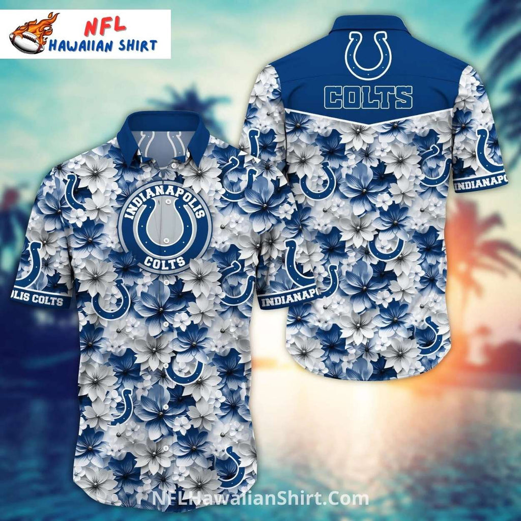 Colts Hawaiian Shirt – Vibrant Colts Logo With Abstract Patterns