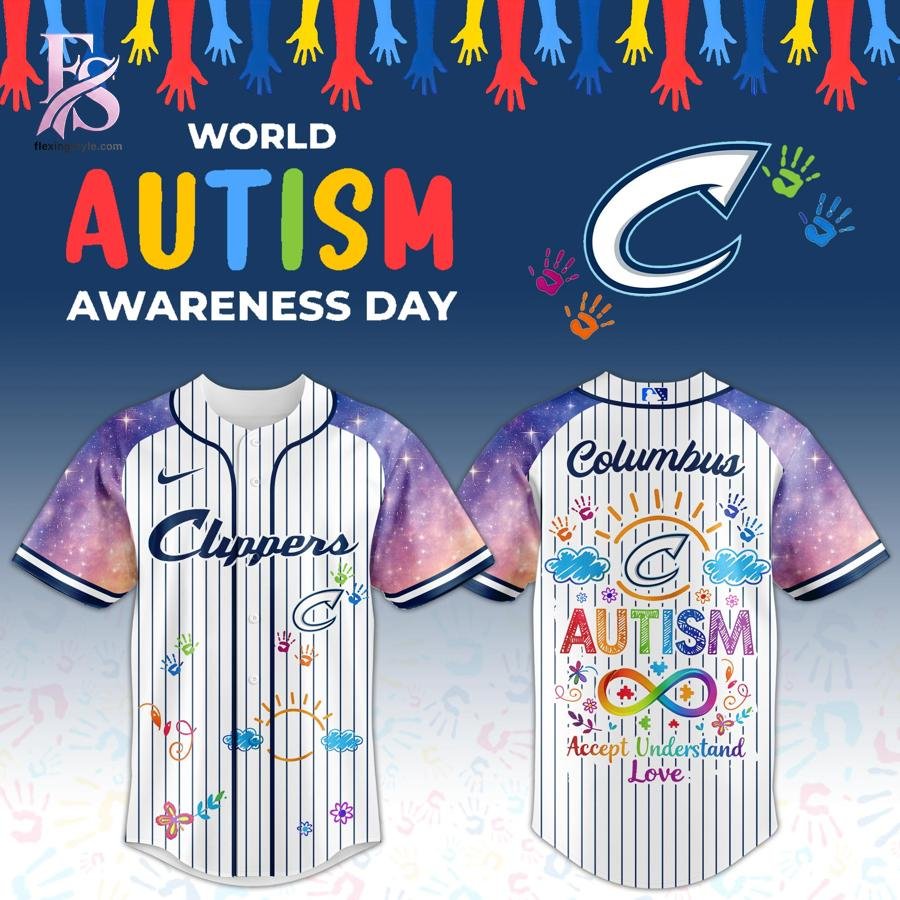 Columbus Clippers Autism Support Awareness Baseball Jersey